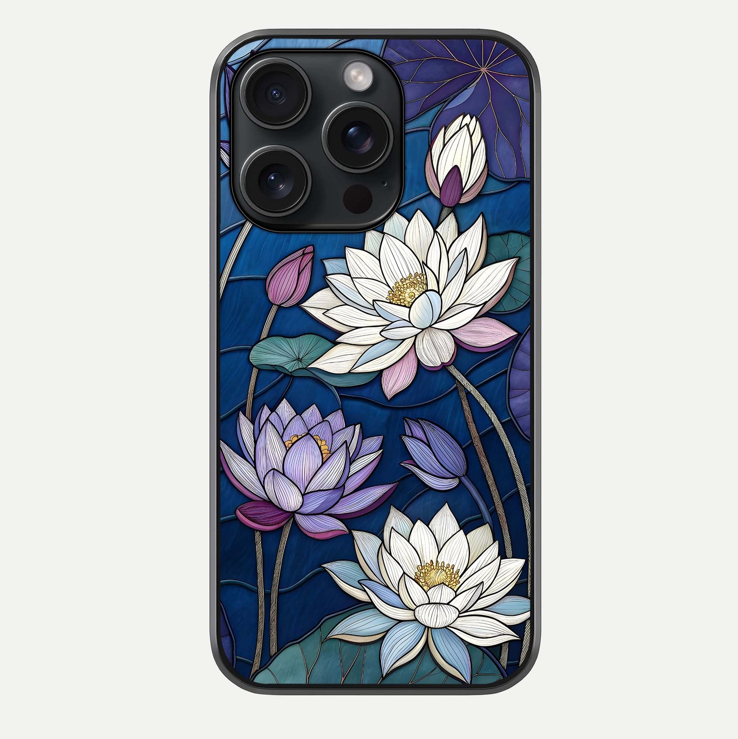 Purple Lotus Stained Glass Case For iPhone 15 Pro by Custom World