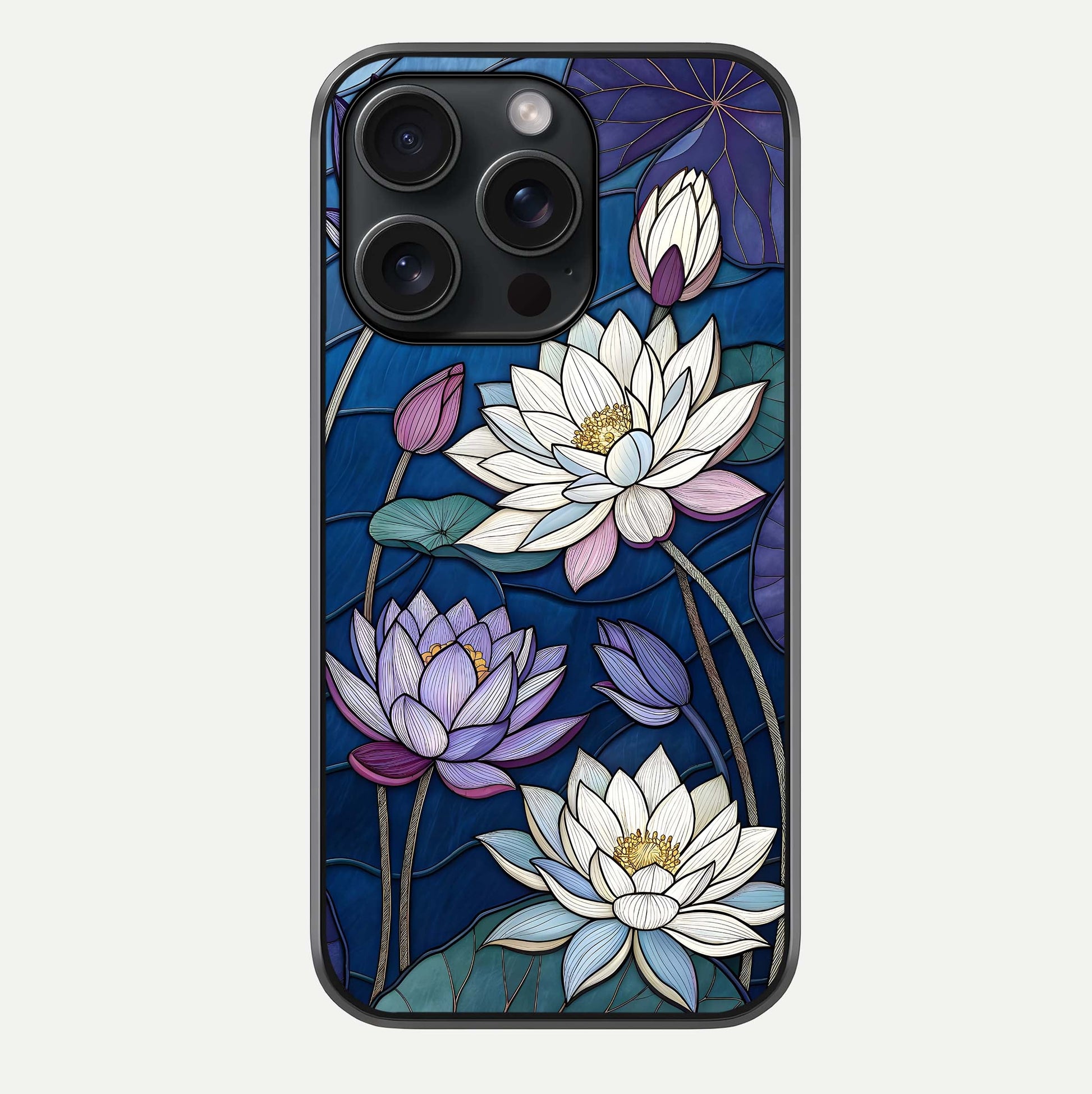 Purple Lotus Stained Glass Case For iPhone 15 Pro by Custom World
