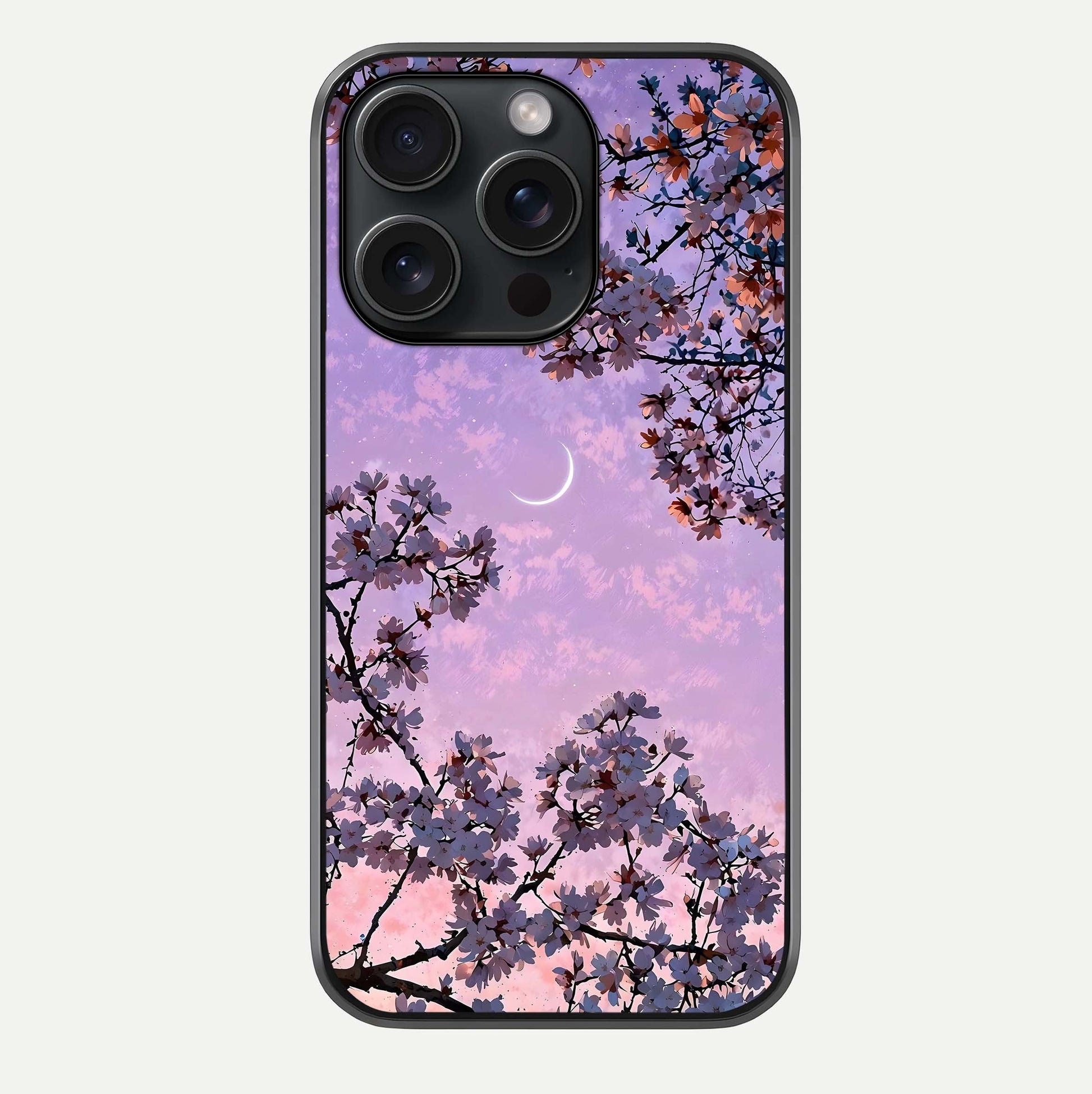 Purple Serenity Moon Glass Case For iPhone 15 Pro by Custom World