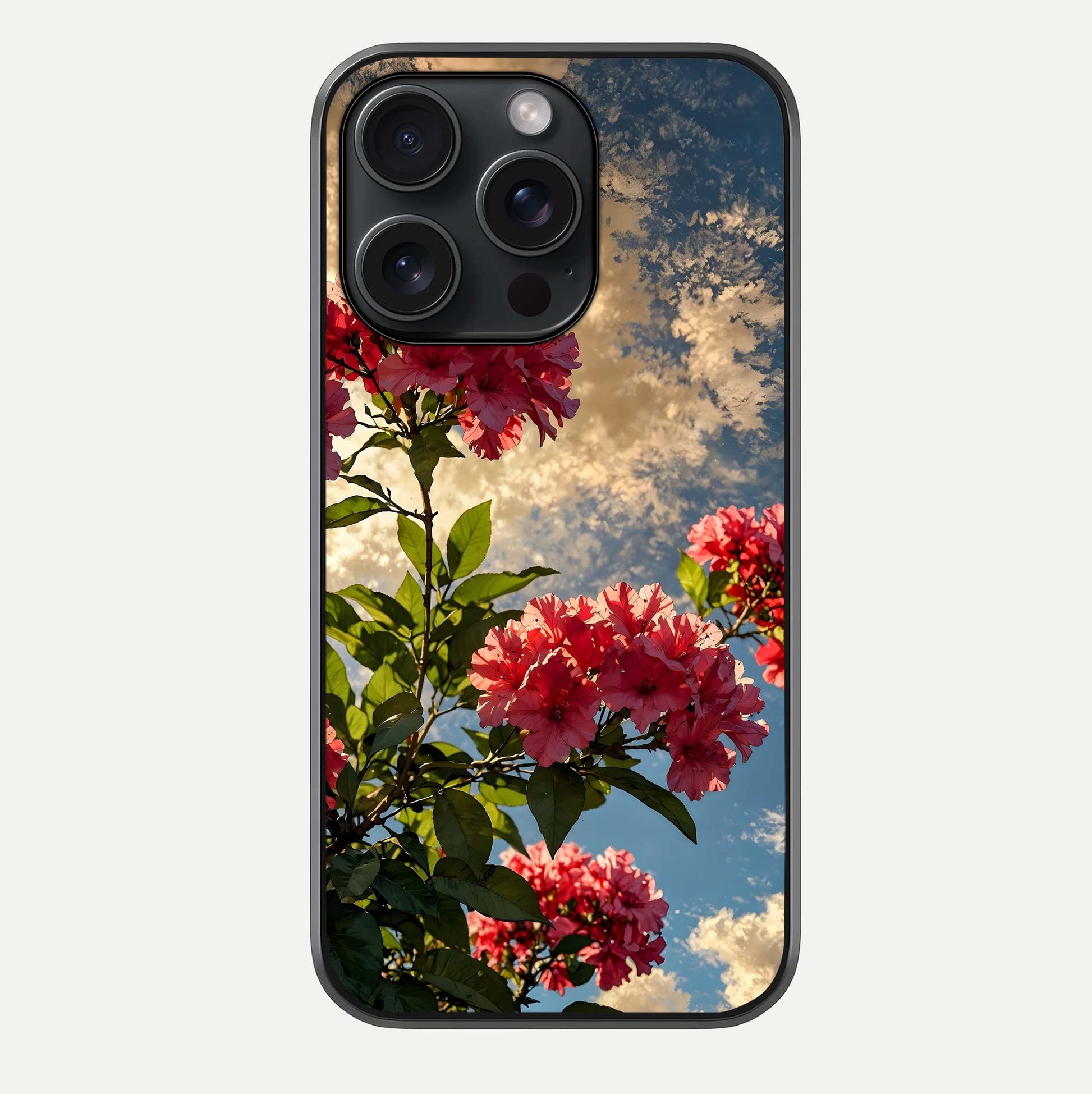 Red Bloom Skies Glass Case For iPhone 15 Pro by Custom World
