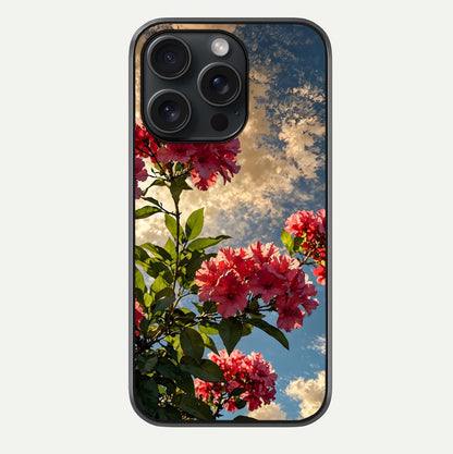 Red Bloom Skies Glass Case For iPhone 15 Pro by Custom World
