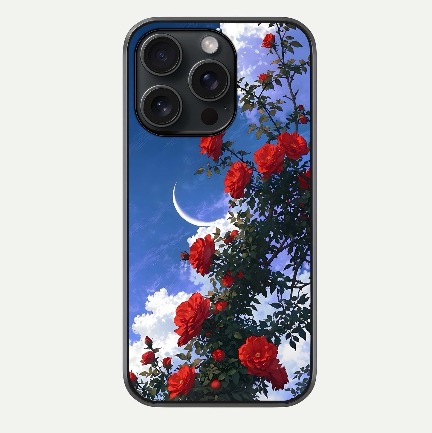 Rose Drift Flowers Glass Case For iPhone 15 Pro by Custom World