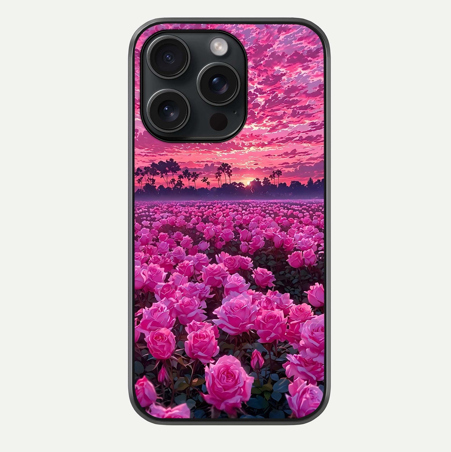 Rose Sunset Valley Glass Case For iPhone 15 Pro by Custom World