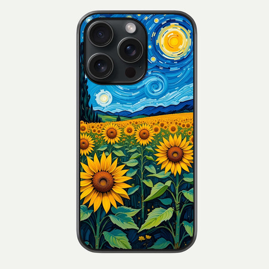 Starry Sunflower Dreams Glass Case For iPhone 15 Pro by Custom World