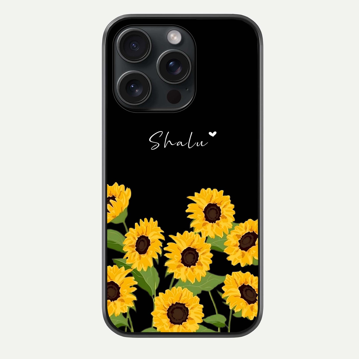 Sunflower Chic Mood Custom Name Glass Case For iPhone 15 Pro by Custom World