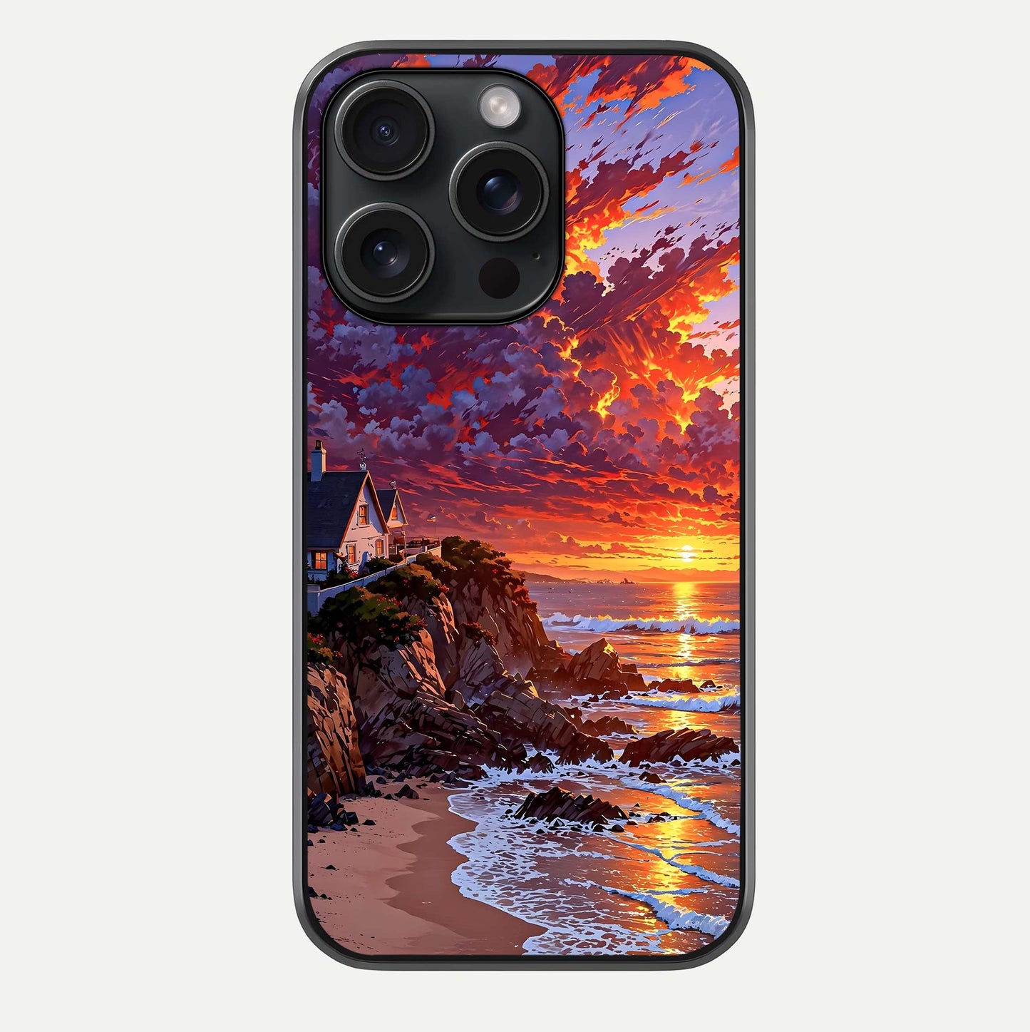 Sunset House By Sea Glass Case For iPhone 15 Pro by Custom World
