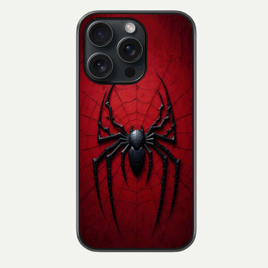 Superhero Web Emblem Glass Case For iPhone 15 Pro by Custom World