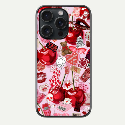 Sweet Cherry Chaos Glass Case For iPhone 15 Pro by Custom World