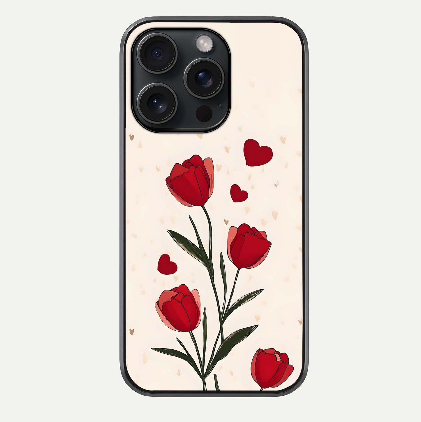 Tulip With Heart Glass Case For iPhone 15 Pro by Custom World