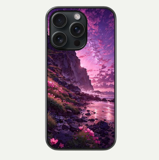 Twilight Blossom Coast Glass Case For iPhone 15 Pro by Custom World