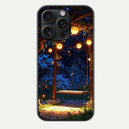 Twilight Garden Swing Glass Case For iPhone 15 Pro by Custom World
