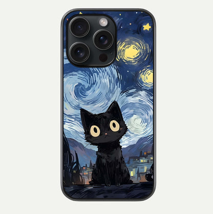 Van Gogh Cat Glass Case For iPhone 15 Pro by Custom World