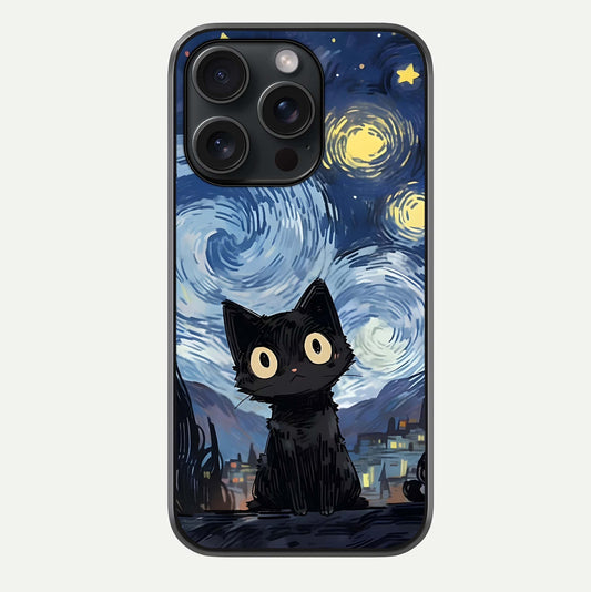 Van Gogh Cat Glass Case For iPhone 15 Pro by Custom World