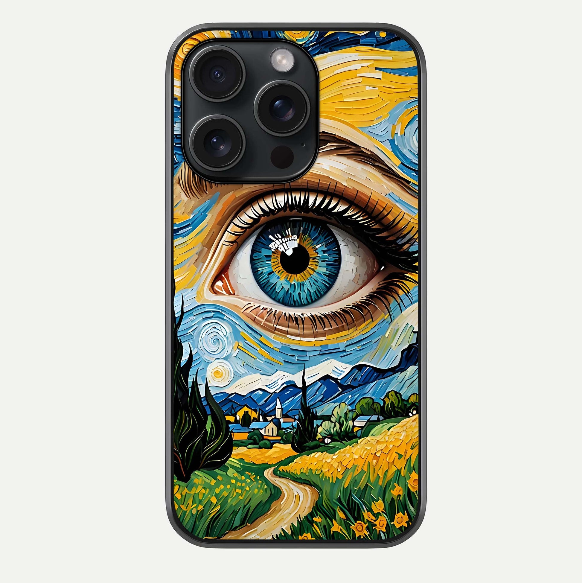Van Gogh Eye Glass Case For iPhone 15 Pro by Custom World