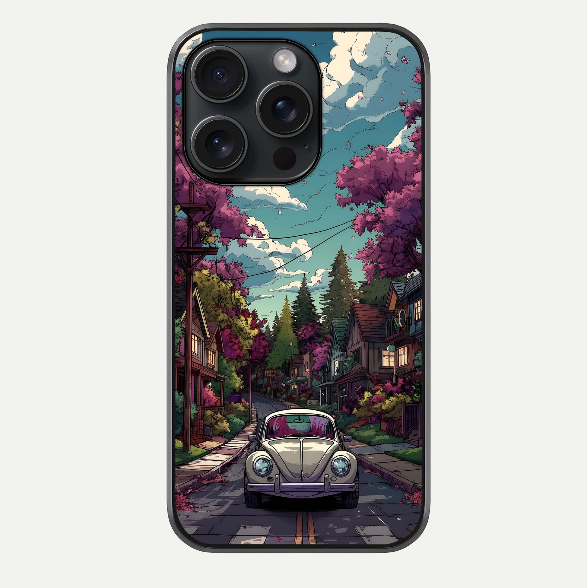 Vintage Street Drive Glass Case For iPhone 15 Pro by Custom World
