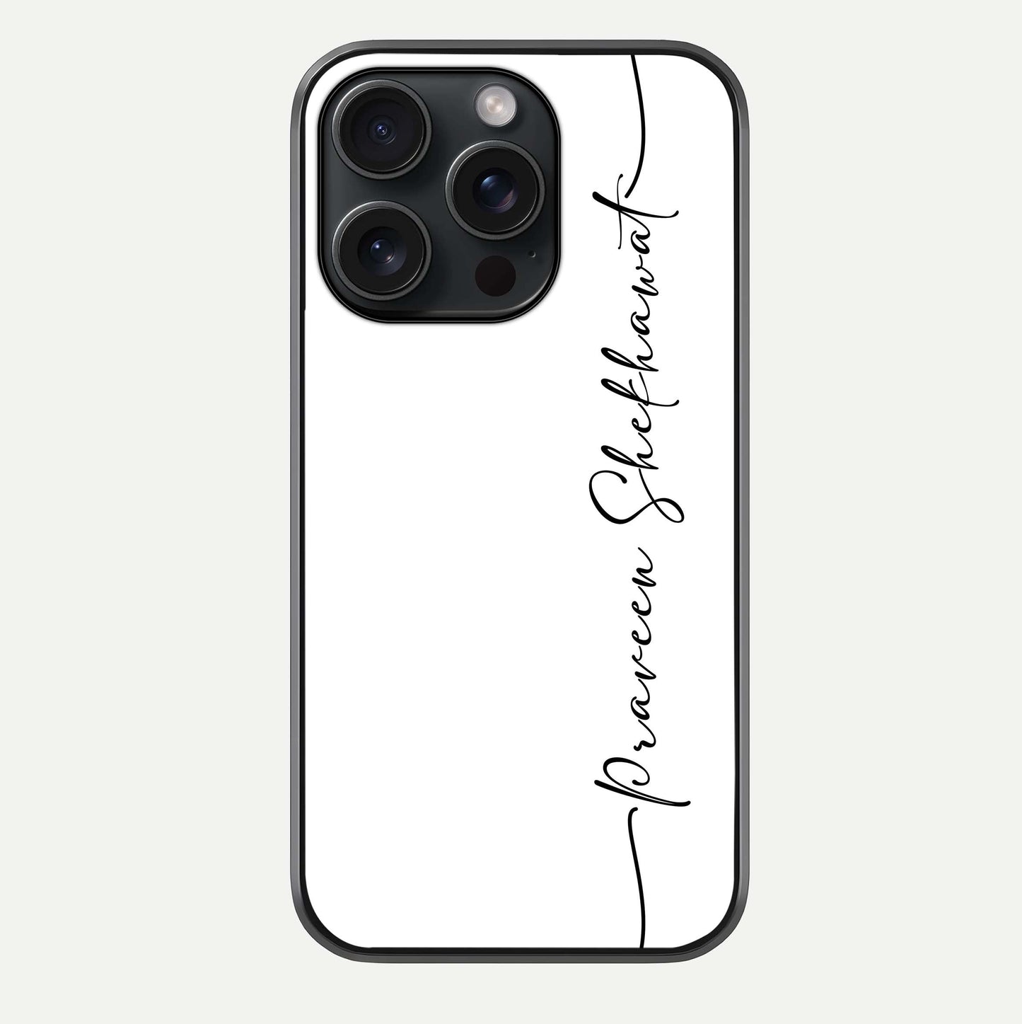 White Tune Custom Name Glass Case For iPhone 15 Pro by Custom World