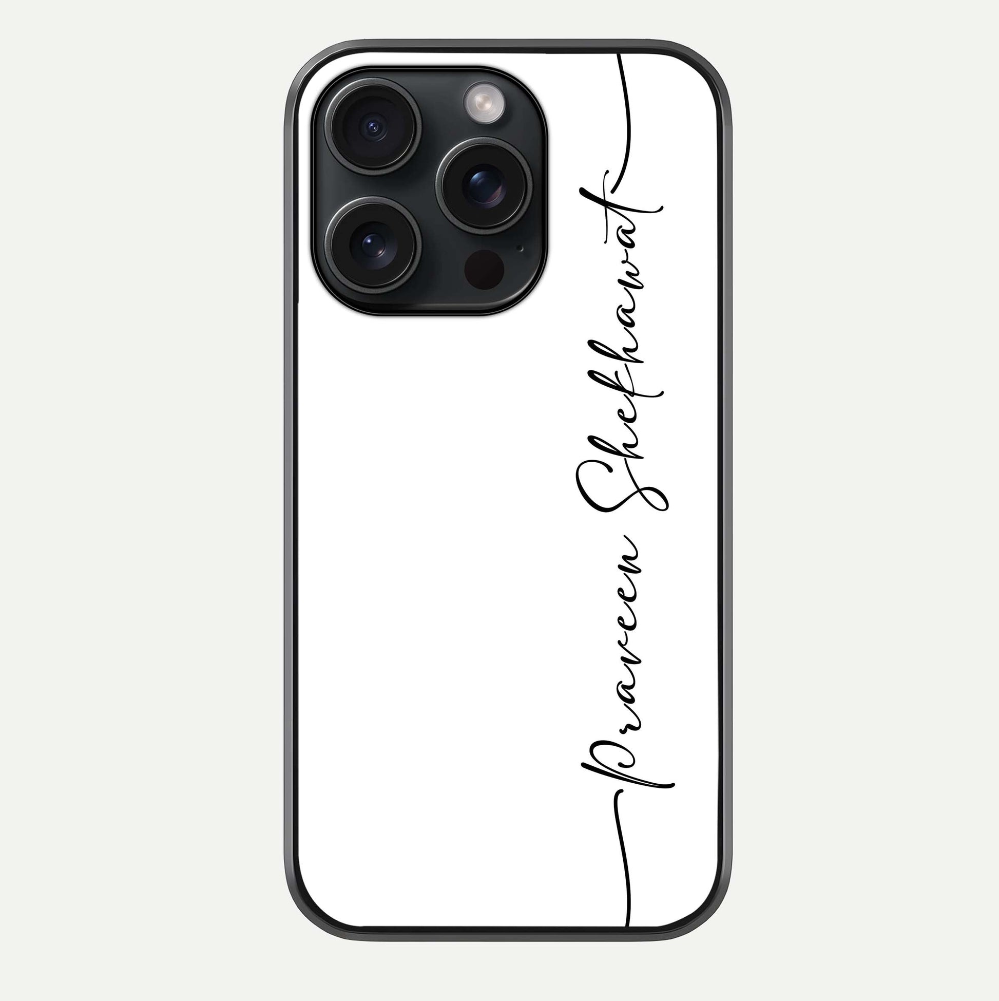 White Tune Custom Name Glass Case For iPhone 15 Pro by Custom World