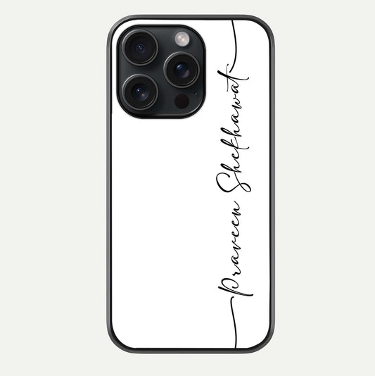 White Tune Custom Name Glass Case For iPhone 15 Pro by Custom World
