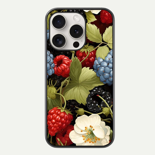 Berry Bloom Charm Glass Case For iPhone 15 Pro Max by Custom World