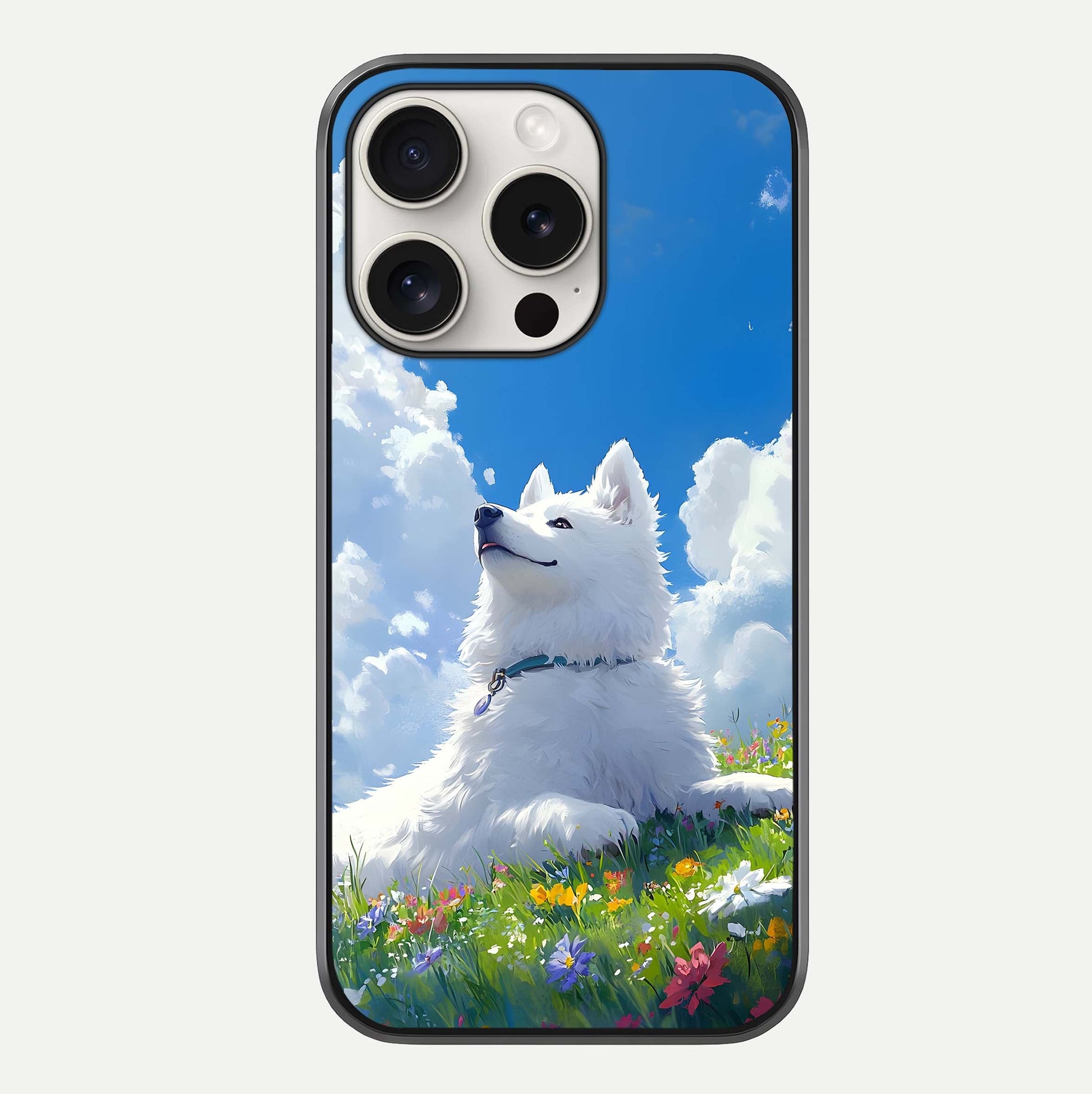 Blissful Cloud Pup Glass Case For iPhone 15 Pro Max by Custom World