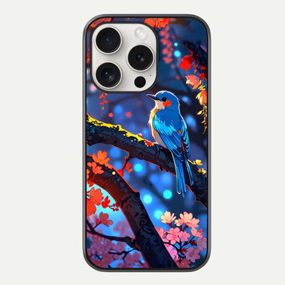 Blooming Spendor Bird Glass Case For iPhone 15 Pro Max by Custom World