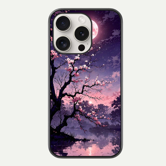 Blossom Pink Moon Glass Case For iPhone 15 Pro Max by Custom World