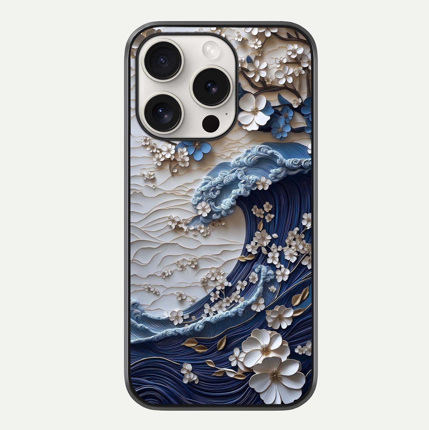 Blossom Wave Art Glass Case For iPhone 15 Pro Max by Custom World