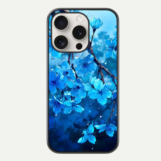 Blue Blossoms Branch Glass Case For iPhone 15 Pro Max by Custom World