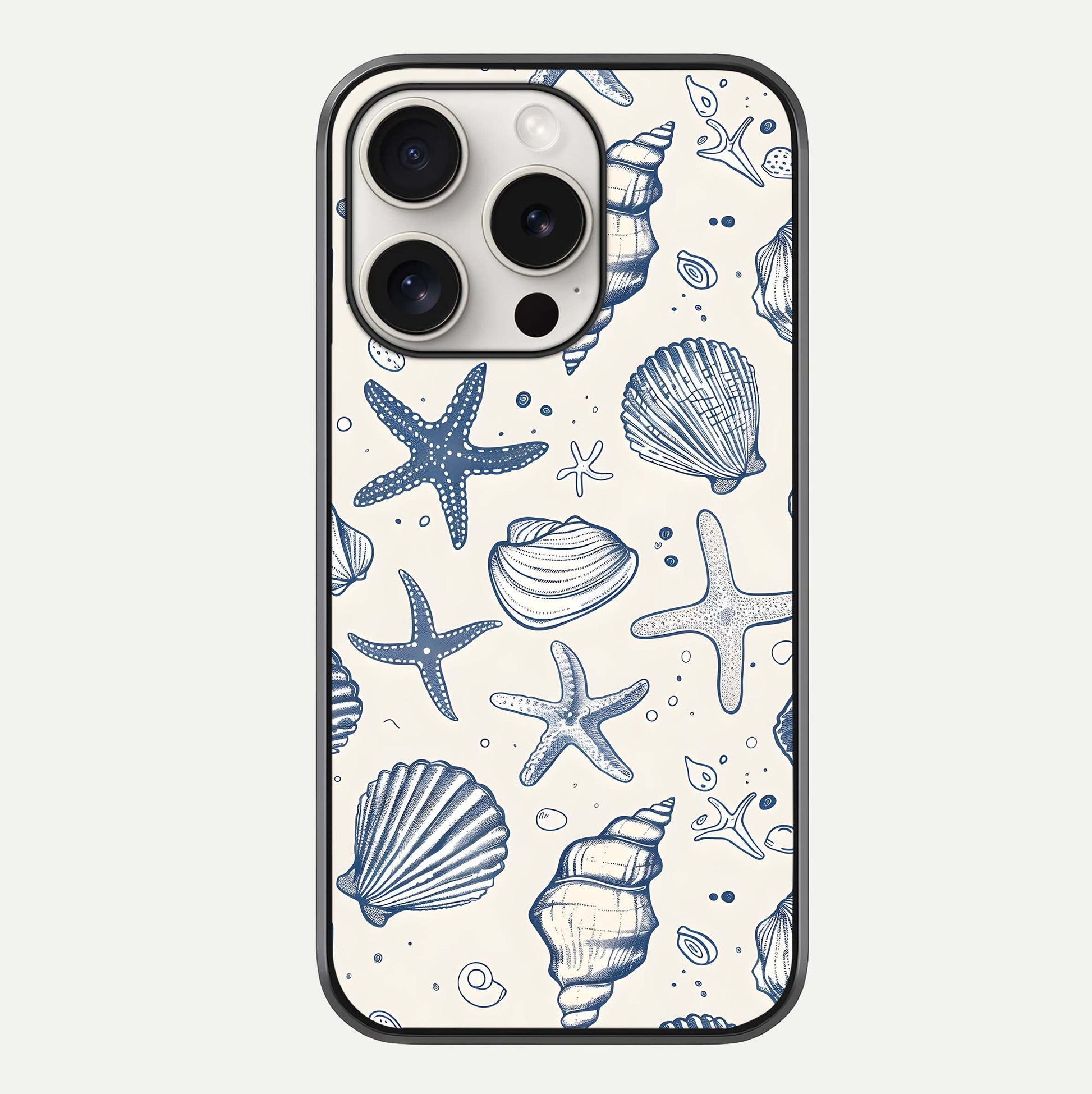 Blue Ocean Outline Glass Case For iPhone 15 Pro Max by Custom World