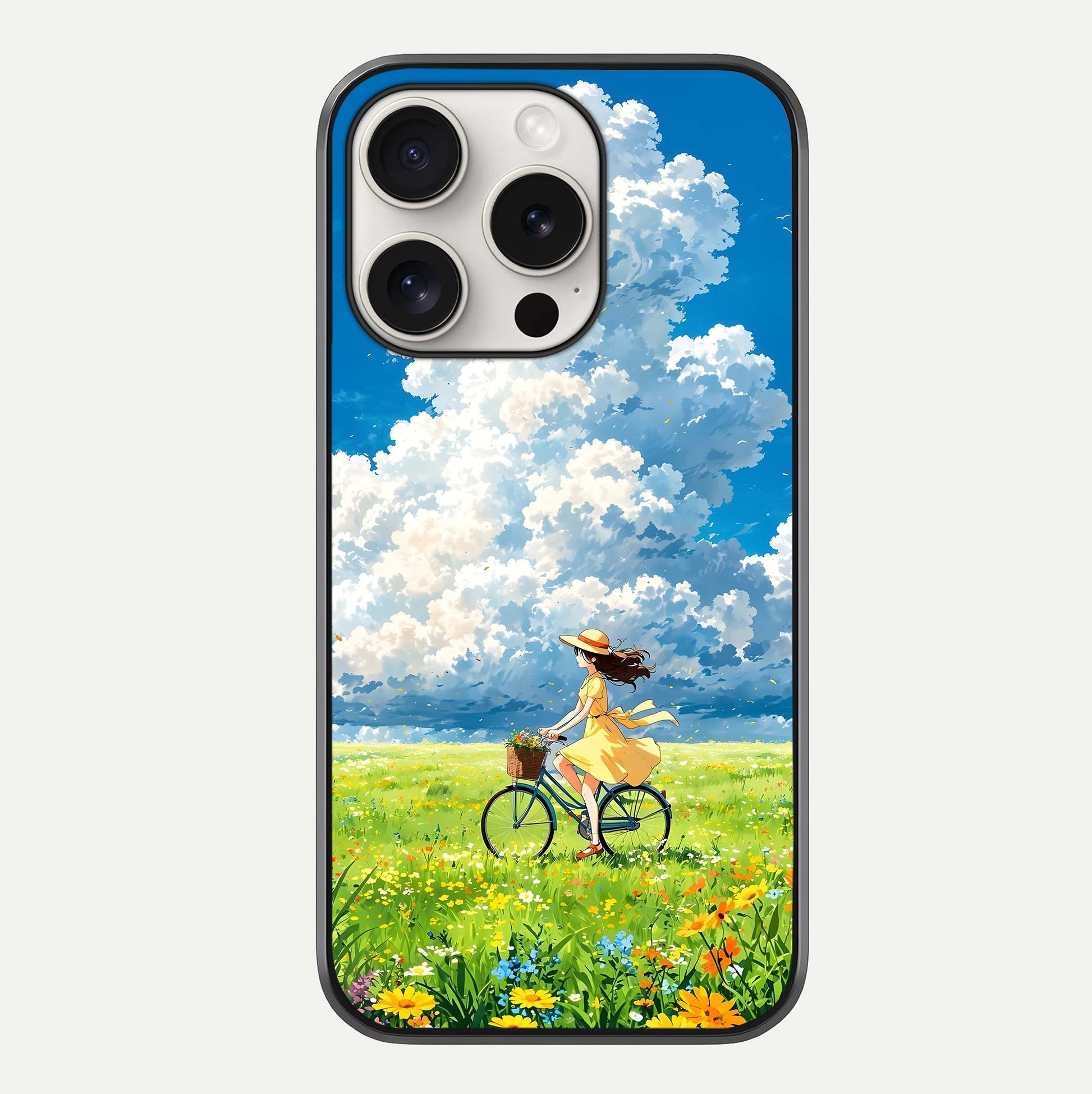 Breezy Meadow Ride Glass Case For iPhone 15 Pro Max by Custom World