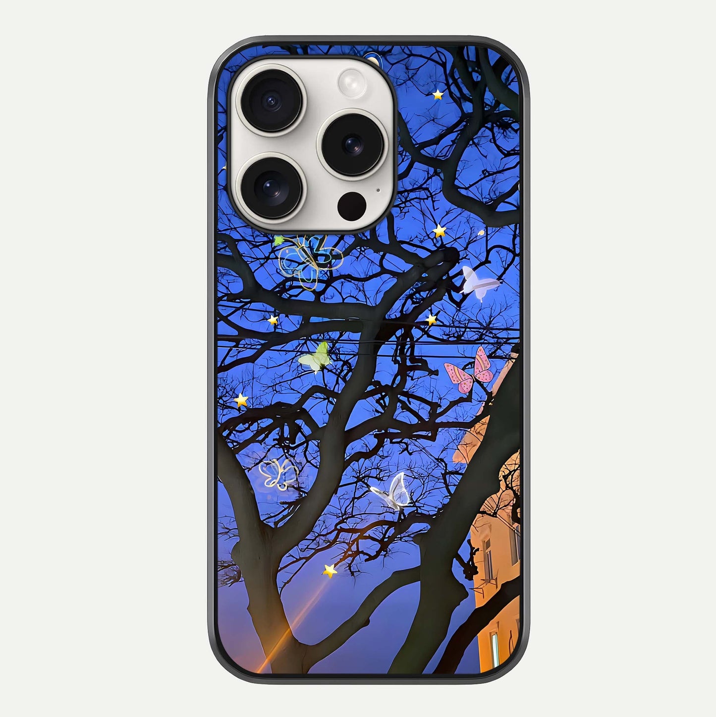 Butterfly Night Magic Glass Case For iPhone 15 Pro Max by Custom World