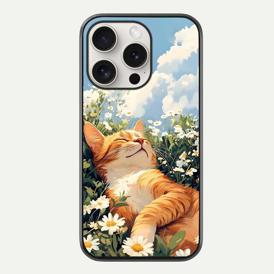 Cat & Flowers View Glass Case For iPhone 15 Pro Max by Custom World