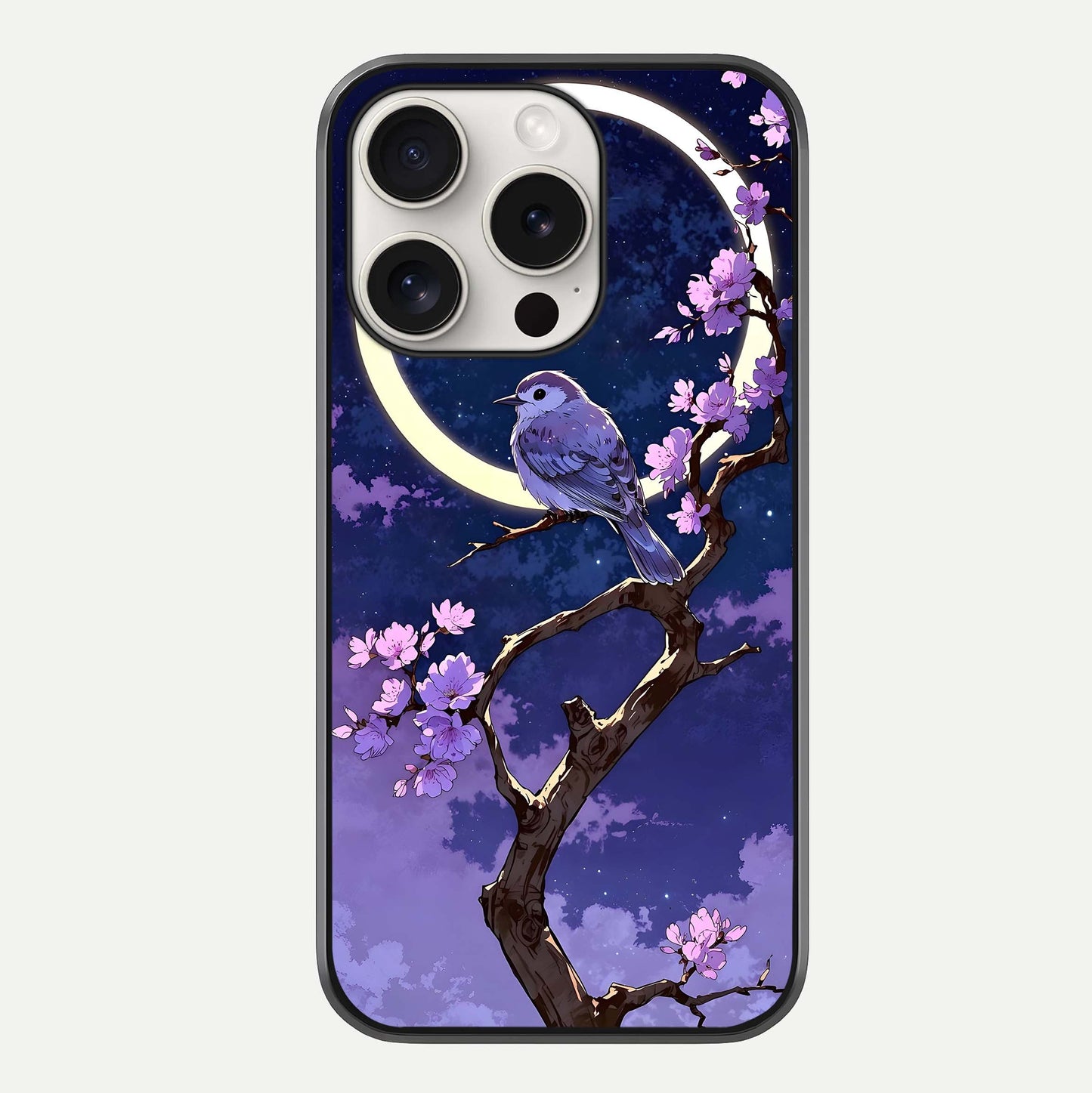 Celestial Bird Blossom Glass Case For iPhone 15 Pro Max by Custom World