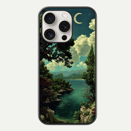 Celestial Lake Peace Glass Case For iPhone 15 Pro Max by Custom World
