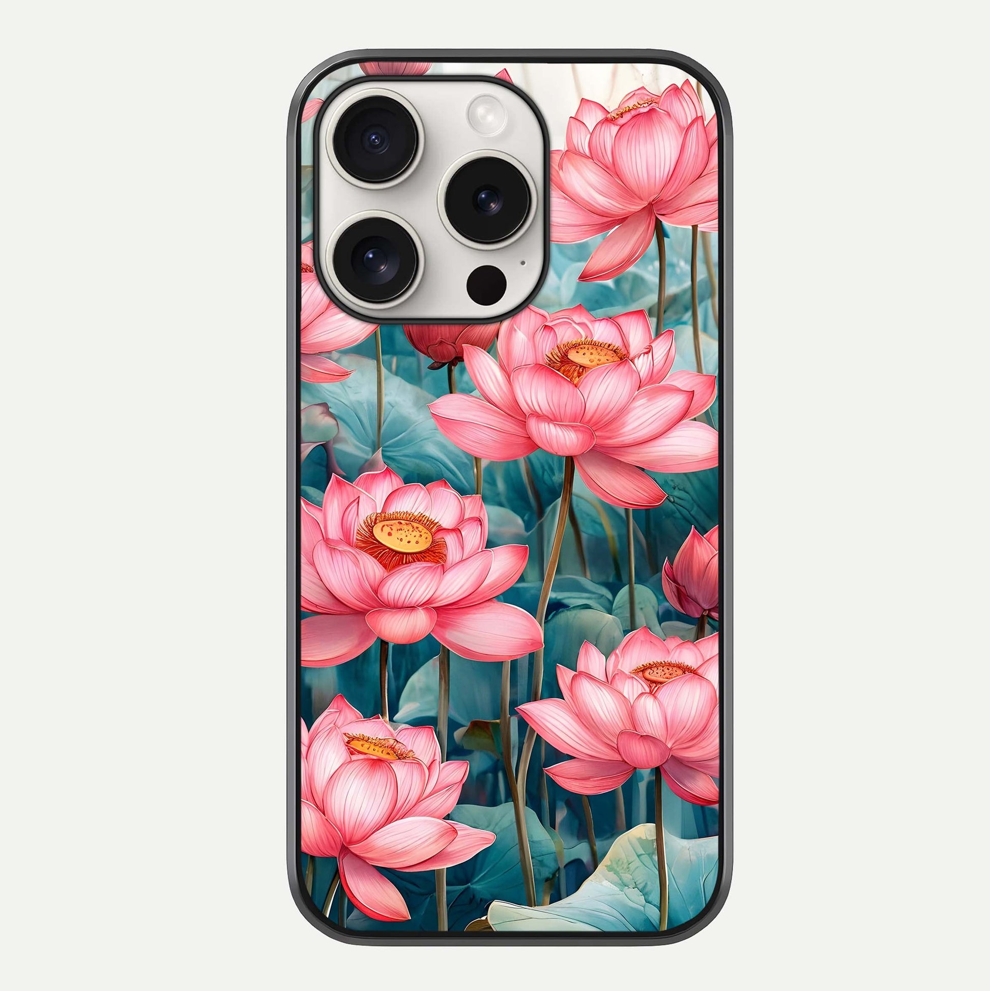 Celestial Pink Lotus Glass Case For iPhone 15 Pro Max by Custom World