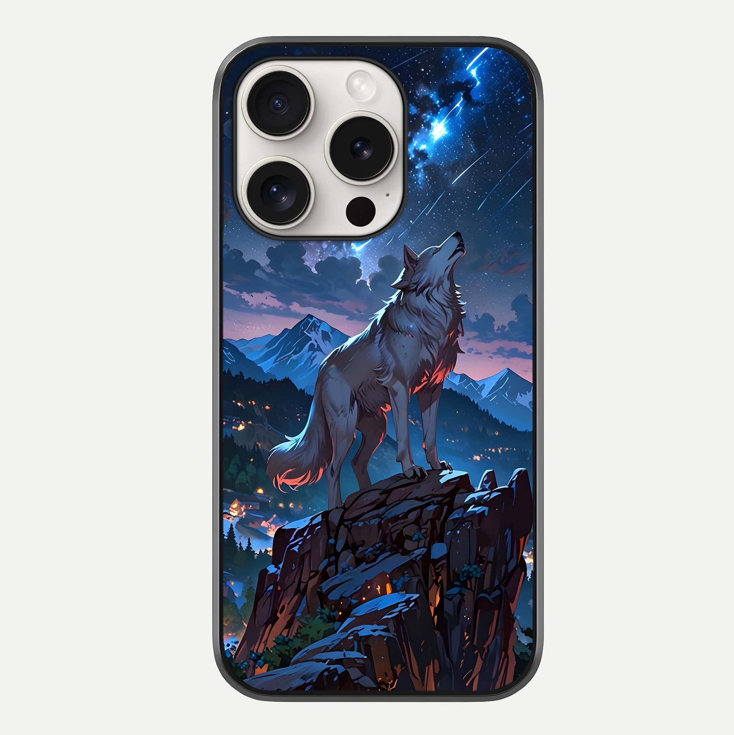 Celestial Wolf Howl Glass Case For iPhone 15 Pro Max by Custom World