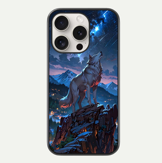 Celestial Wolf Howl Glass Case For iPhone 15 Pro Max by Custom World