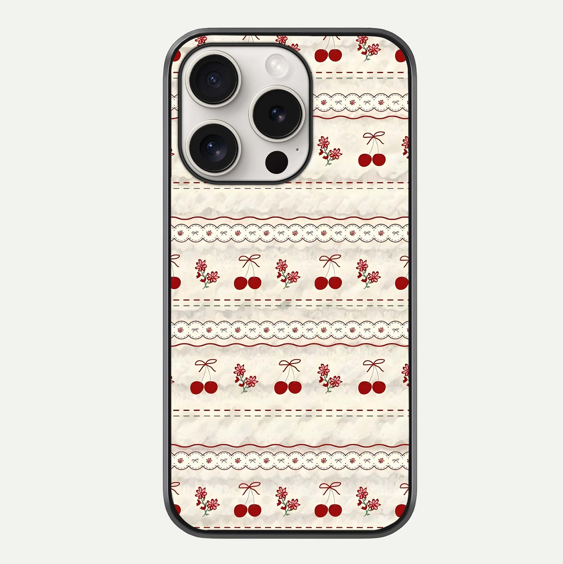 Cherry Bloom Charm Glass Case For iPhone 15 Pro Max by Custom World