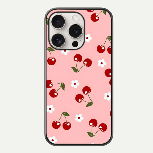 Cherry Love Mood Glass Case For iPhone 15 Pro Max by Custom World