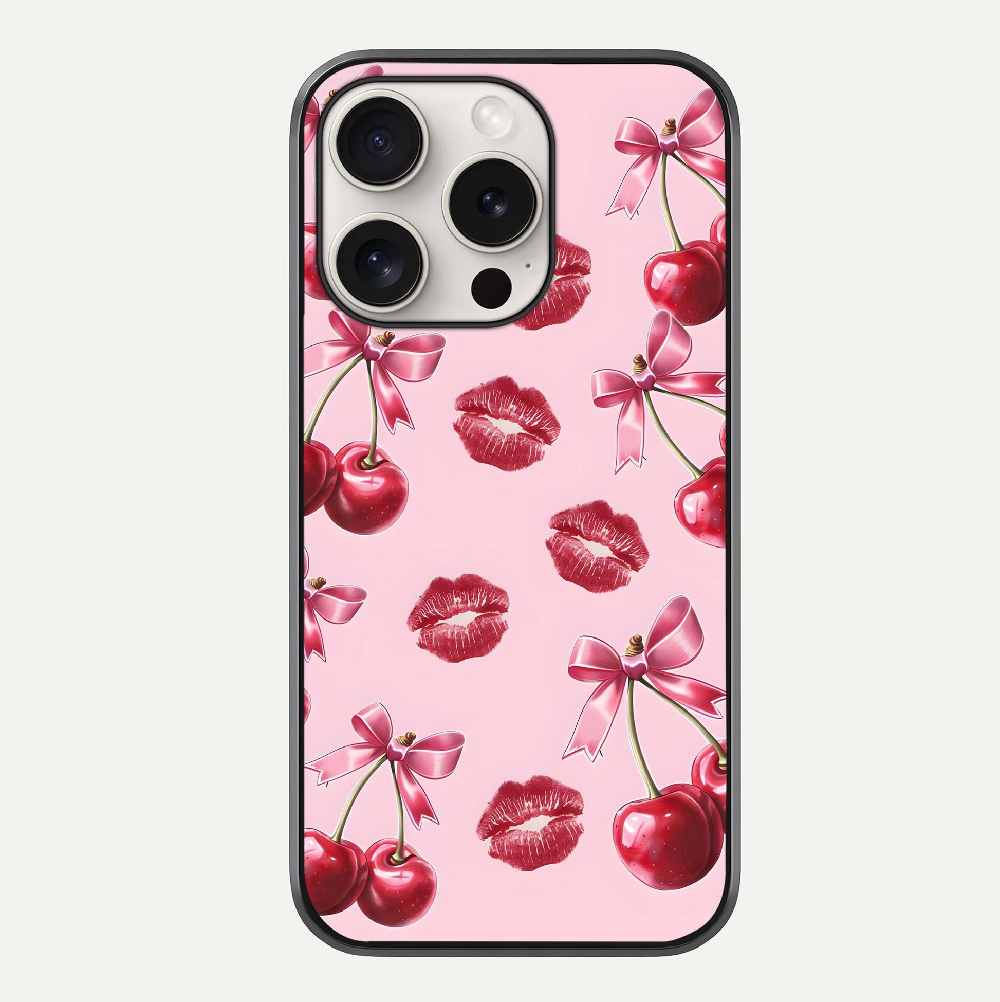 Cherry With Lips Glass Case For iPhone 15 Pro Max by Custom World
