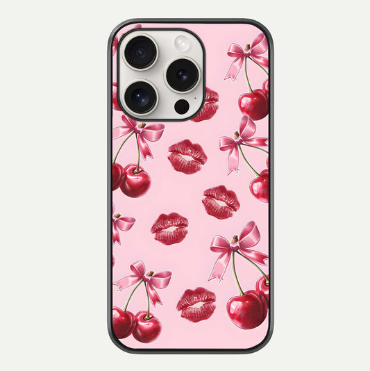 Cherry With Lips Glass Case For iPhone 15 Pro Max by Custom World