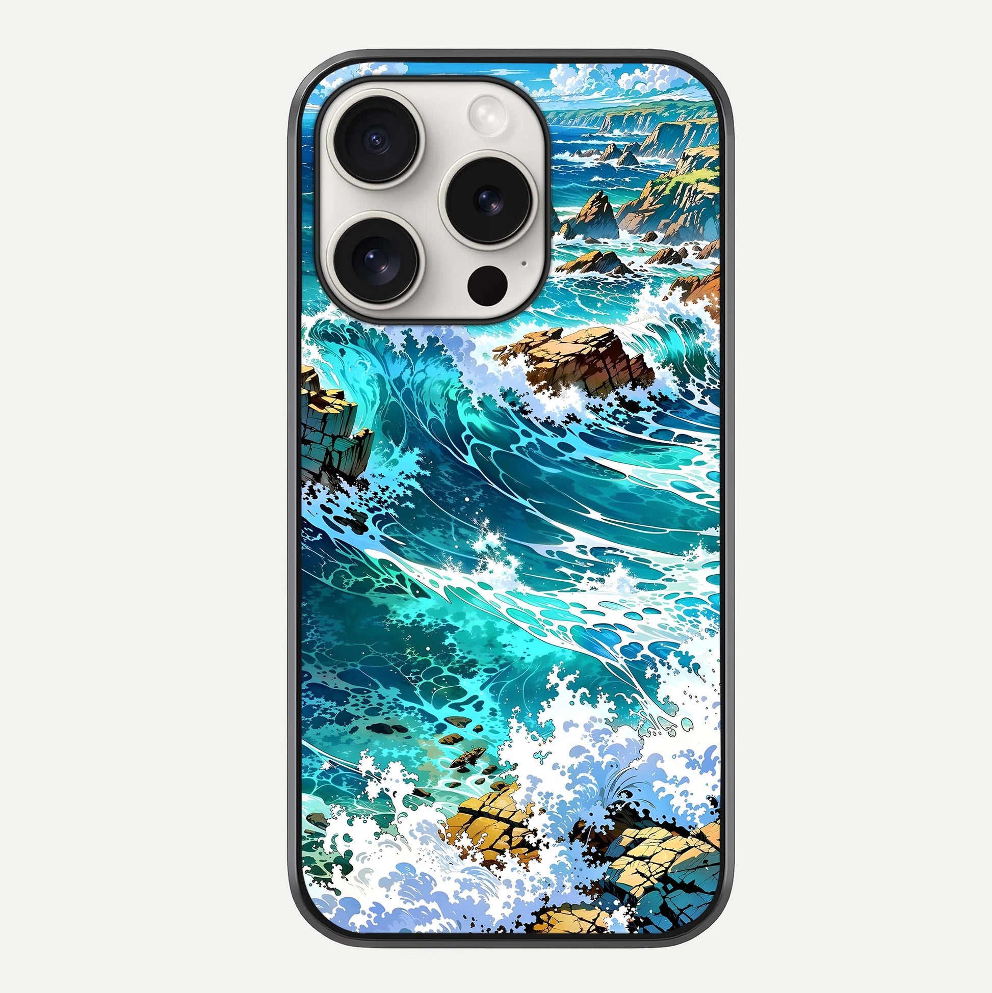 Coastal Blue Waves Glass Case For iPhone 15 Pro Max by Custom World