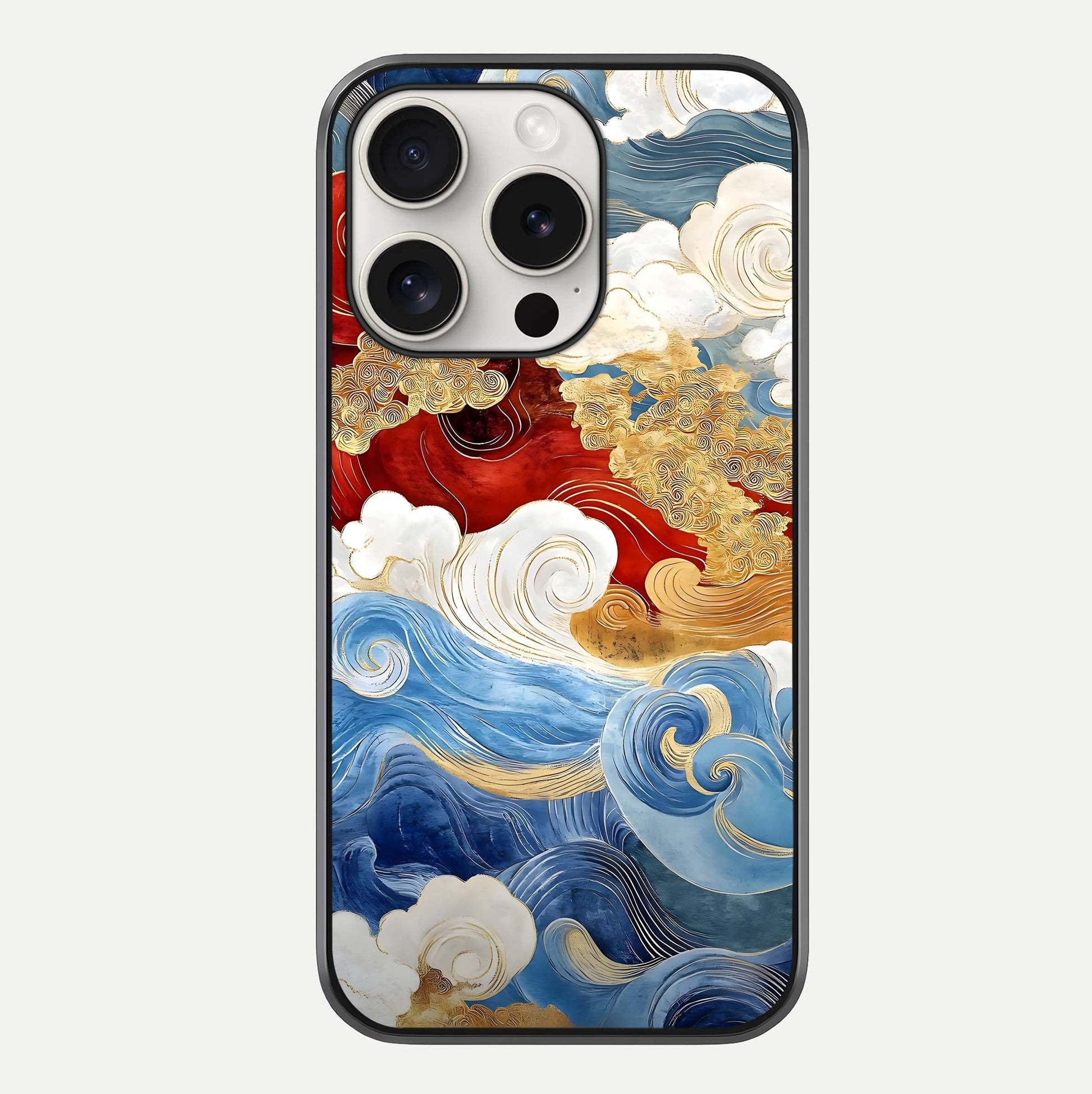 Colored Waves Glass Case For iPhone 15 Pro Max by Custom World