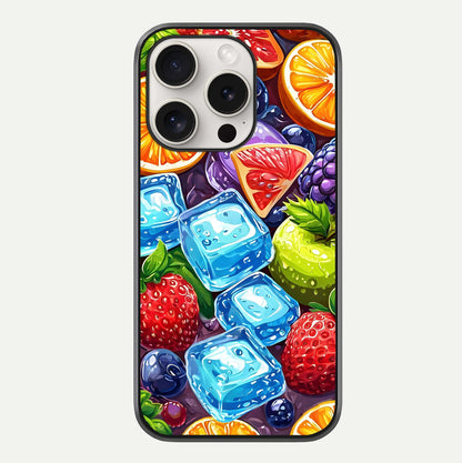 Colorful Fruits With Ice Glass Case For iPhone 15 Pro Max by Custom World