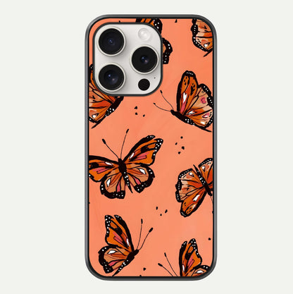 Coral Wing Butterfly Glass Case For iPhone 15 Pro Max by Custom World