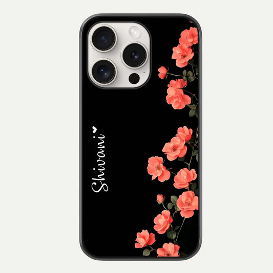 Crimson Bloom Grace Custom Name Glass Case For iPhone 15 Pro Max by Custom World