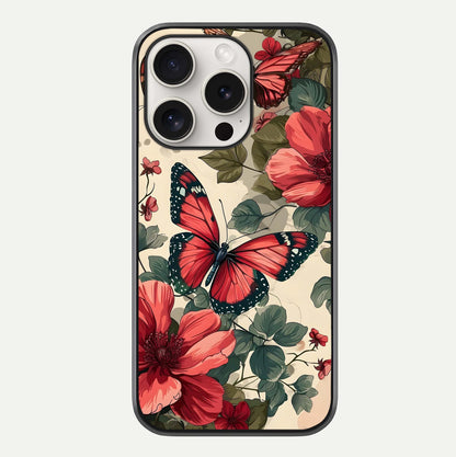 Crimson Butterfly Garden Glass Case For iPhone 15 Pro Max by Custom World