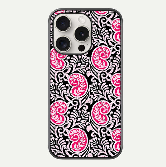 Crimson Paisley Charm Glass Case For iPhone 15 Pro Max by Custom World
