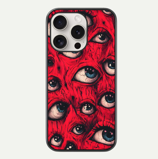 Crimson Watch Eyes Glass Case For iPhone 15 Pro Max by Custom World