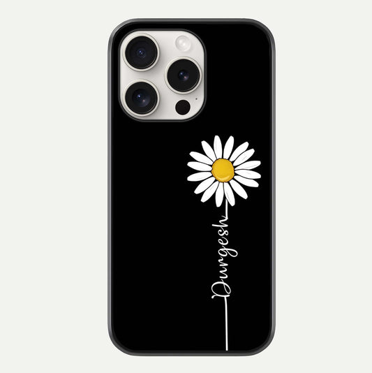 Custom Name White Flower Glass Case For iPhone 15 Pro Max by Custom World